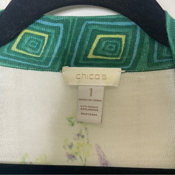 Chicos Botanical Border Brooke Cardigan Sz M/1 448 - Picture 5 of 7